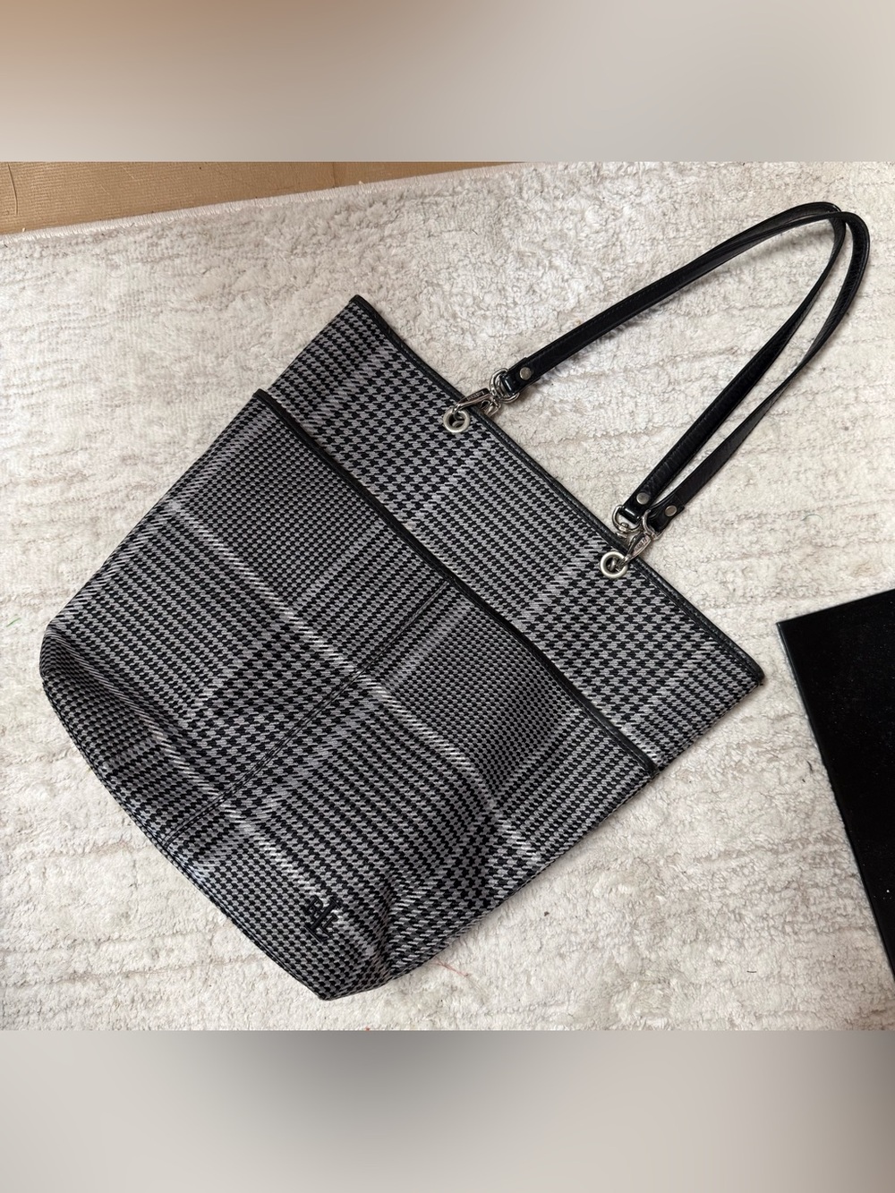 VGC/EUC Authentic Vintage Lauren Ralph Lauren Houndstooth Plaid Tote Bag